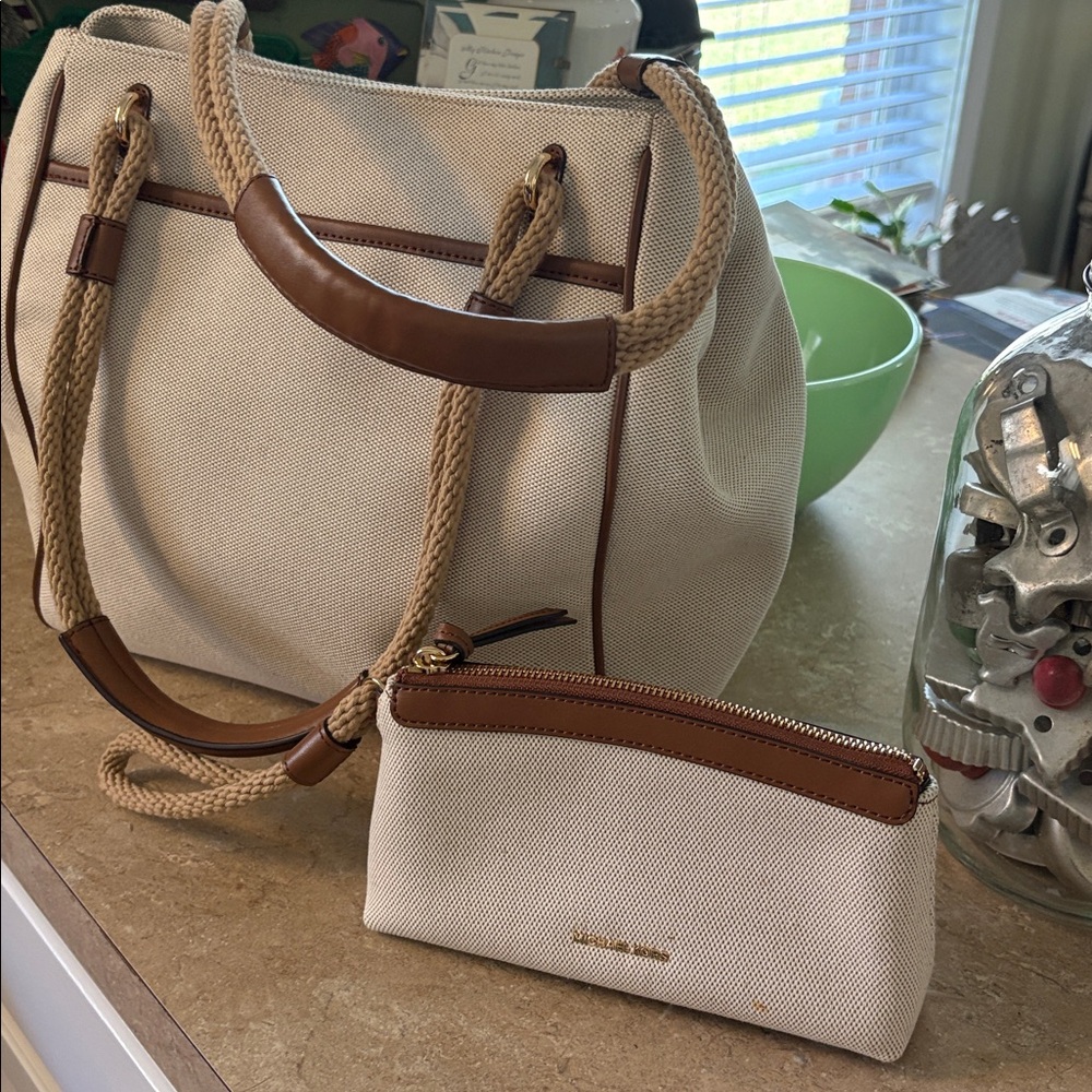 Michael Kors Cream and Brown Tote